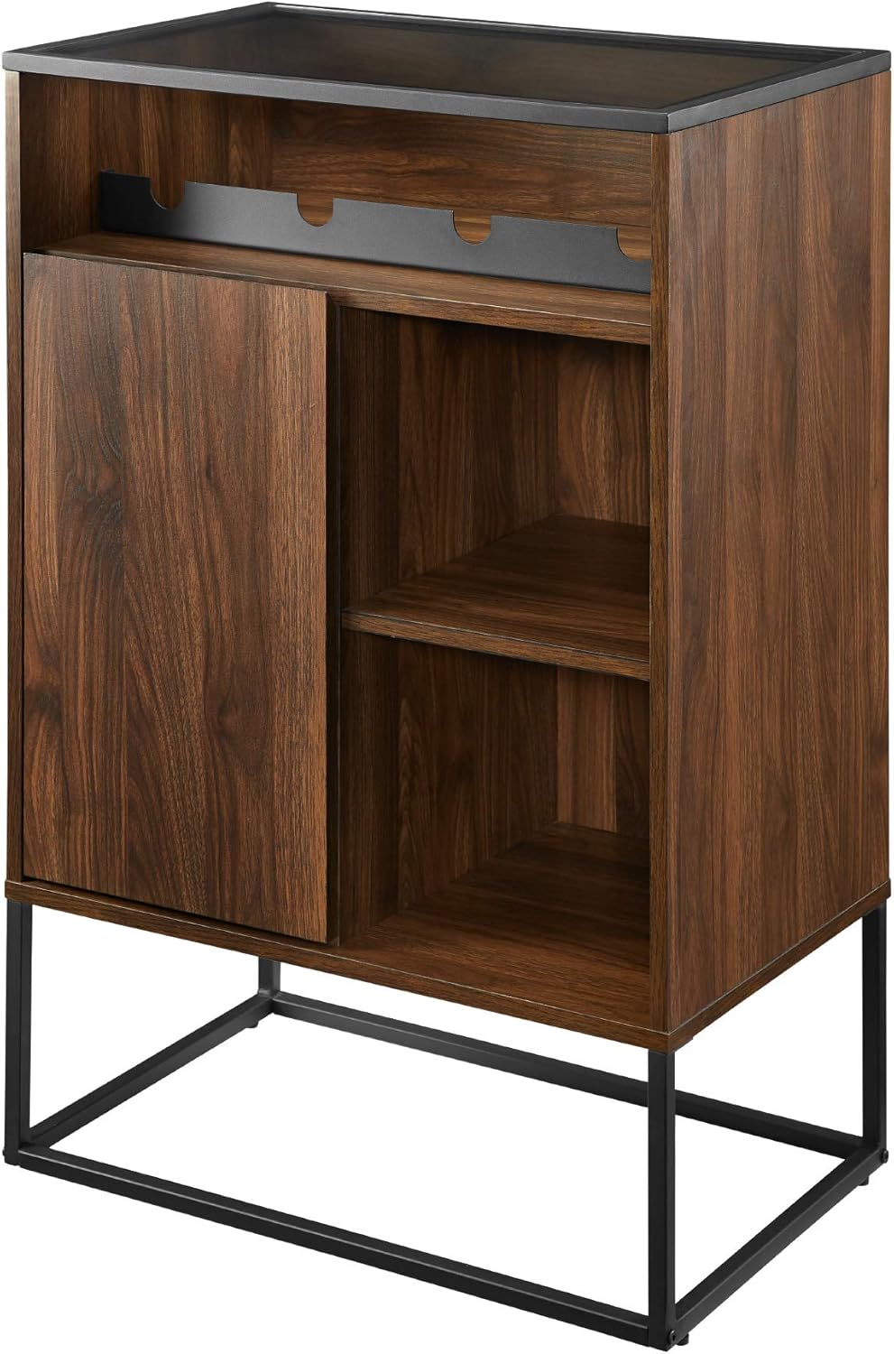 Dark Walnut 24 Inch Wood and Glass Storage Cabinet R5886