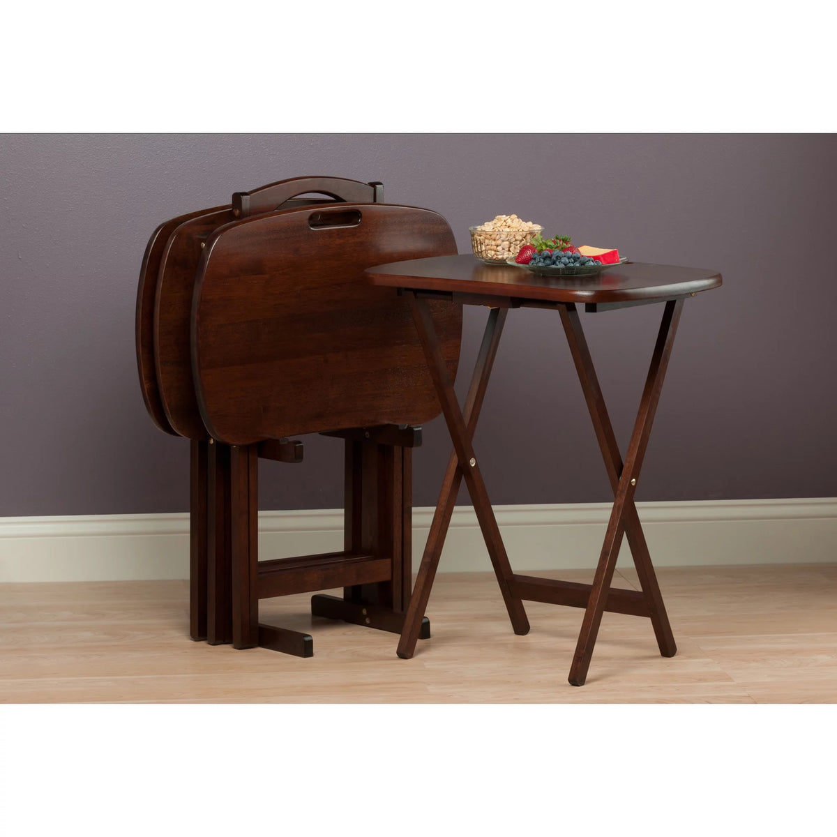 Set of 4 Walnut Folding Snack Table M4590
