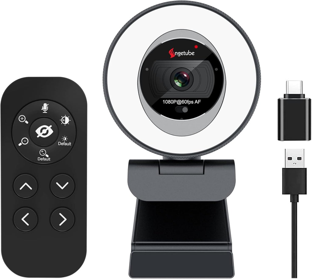 60FPS 1080P Streaming Webcam with Ring Light and Privacy Cover S764971