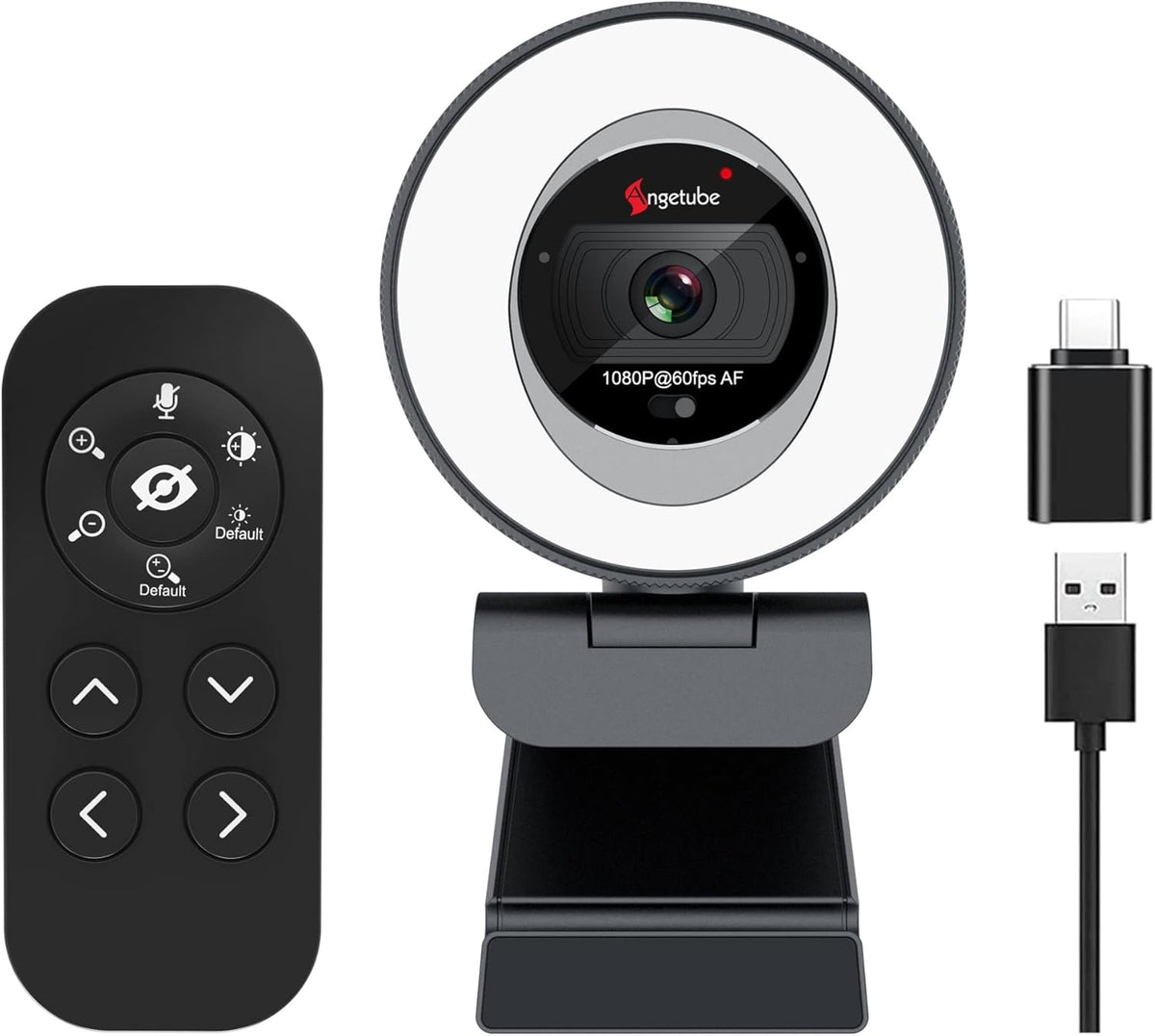 60FPS 1080P Streaming Webcam with Ring Light and Privacy Cover S764971