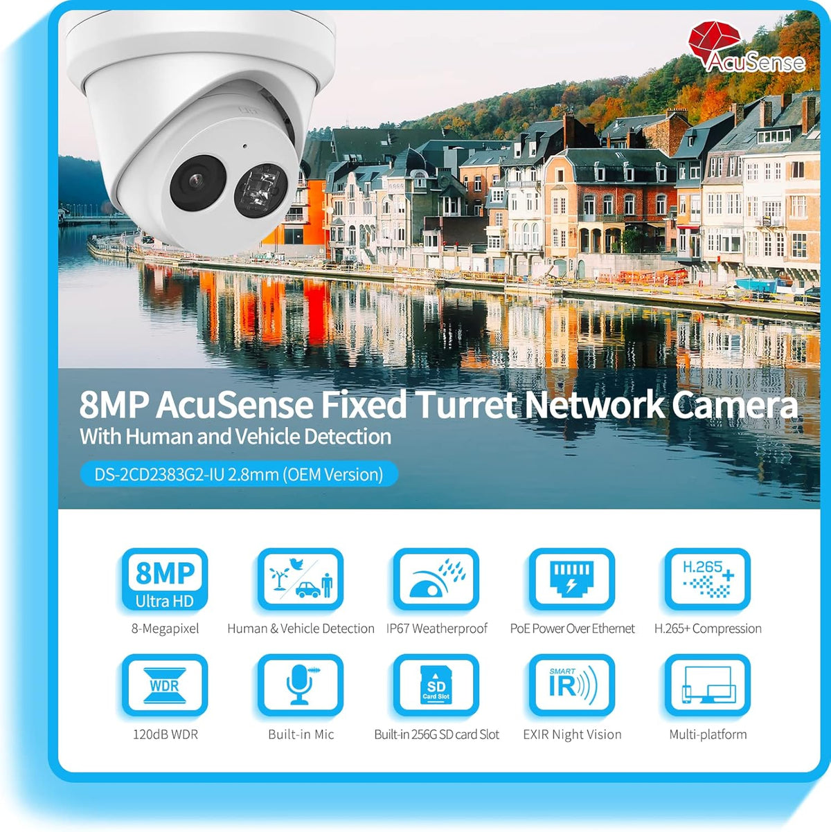4K PoE Turret IP Camera with 2.8mm Lens, Night Vision, IP67 Waterproof L22477