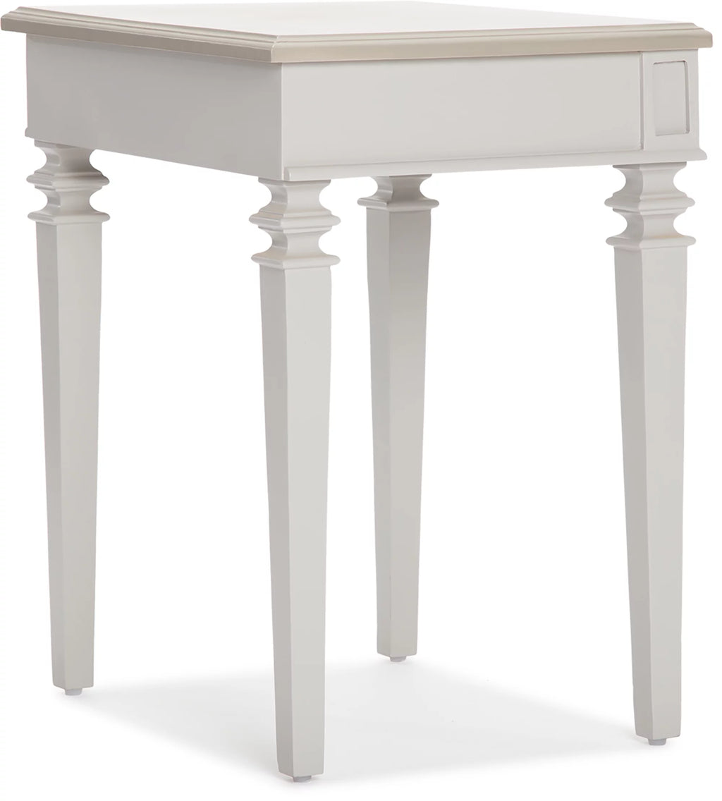 Light Gray Solid Wood End Table Nightstand with Drawer D25661