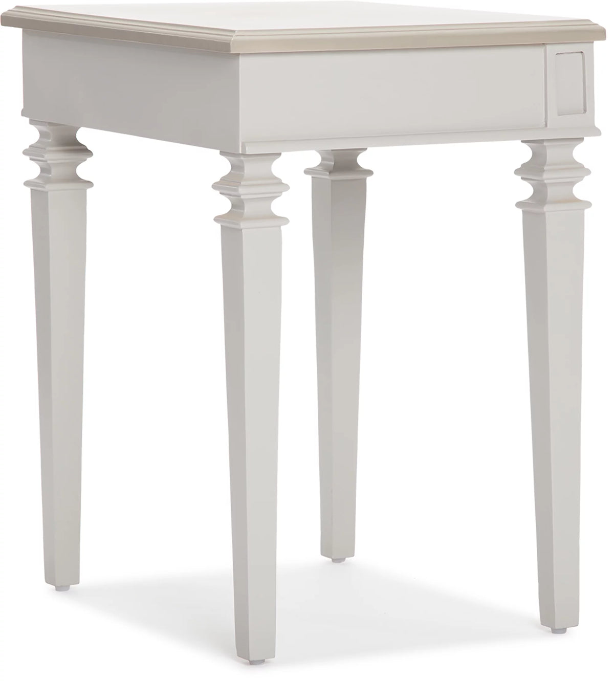 Light Gray Solid Wood End Table Nightstand with Drawer D25661