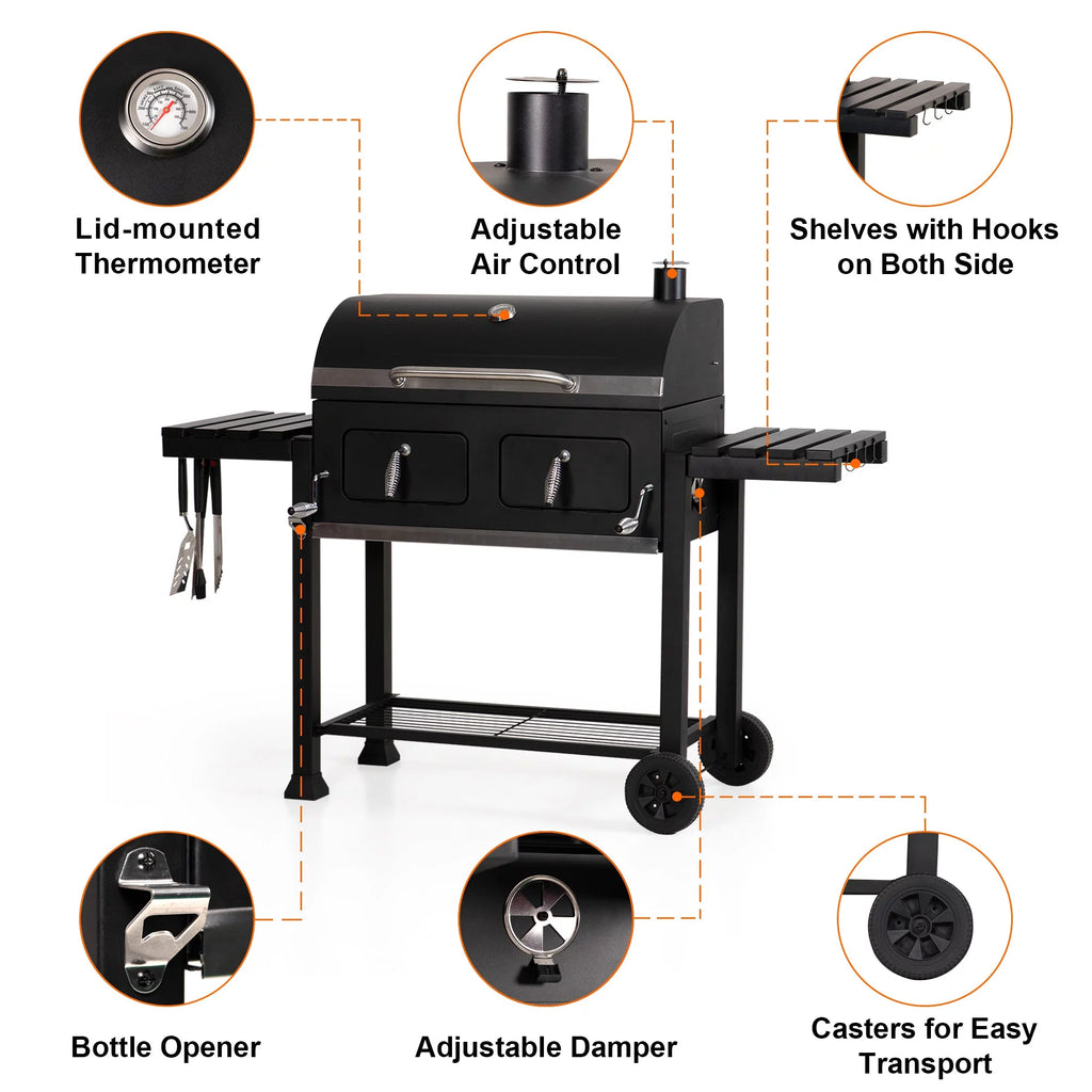 34-inch Portable Charcoal BBQ Grill X7744
