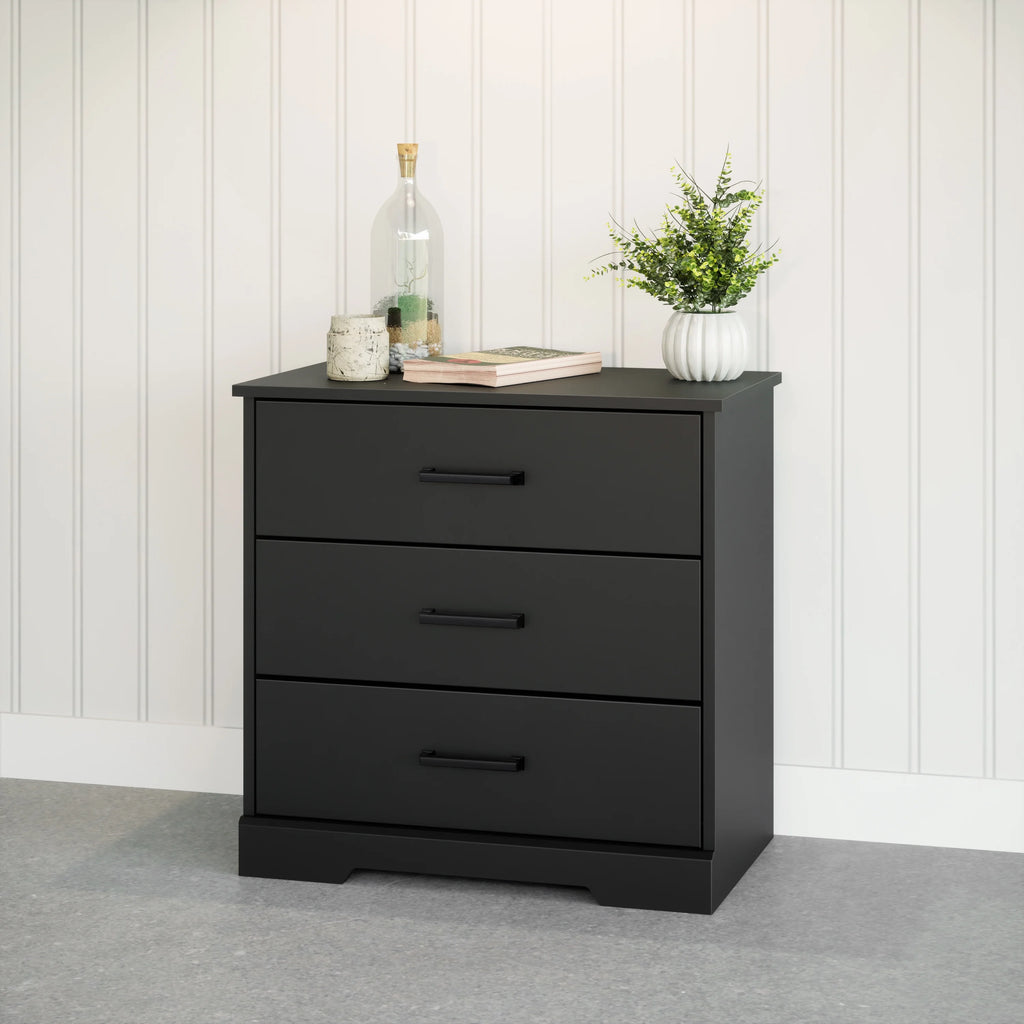 Black 3 Drawer Nightstand Bedside Table E23094