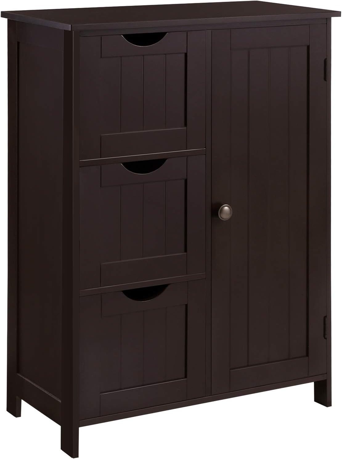 White Bathroom Storage Cabinet with 3 Drawers and Adjustable Shelf H33767