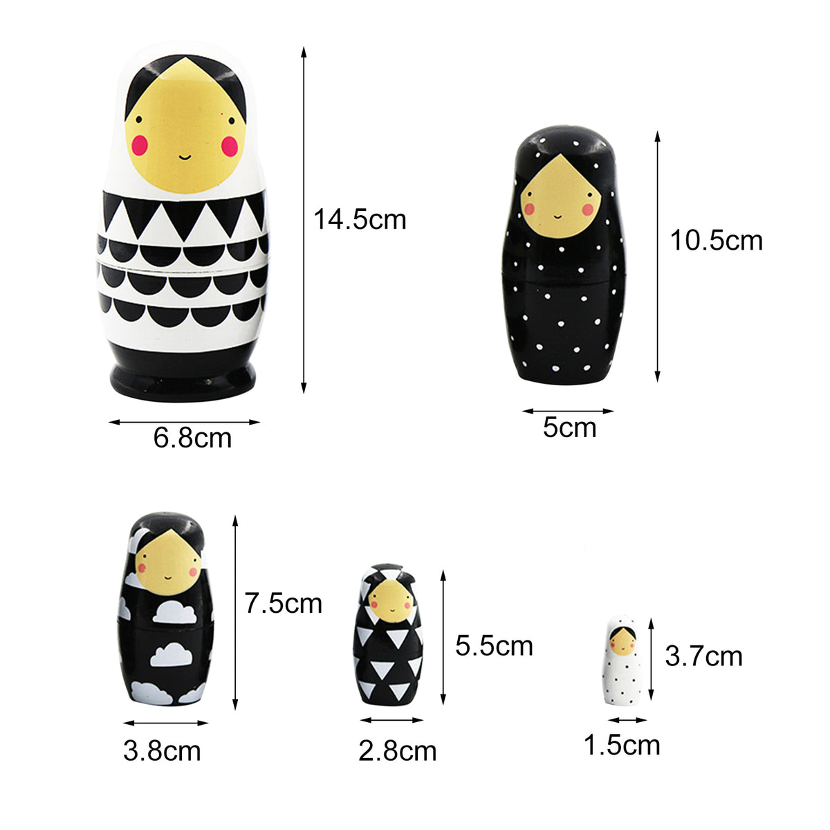 5Pcs Wooden Matryoshka Dolls J741519