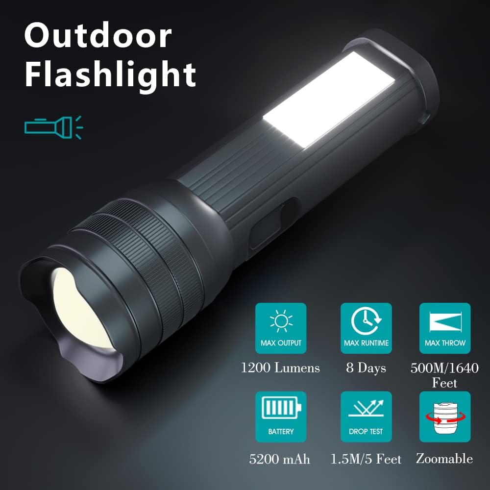 Rechargeable Tactical Flashlight with 5200mAh Battery I1250