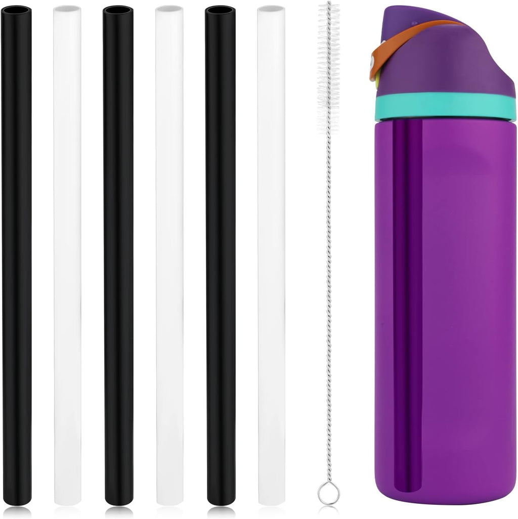 6pcs Reusable Plastic Straws with Cleaning Brush for 24 oz Water Bottle X771