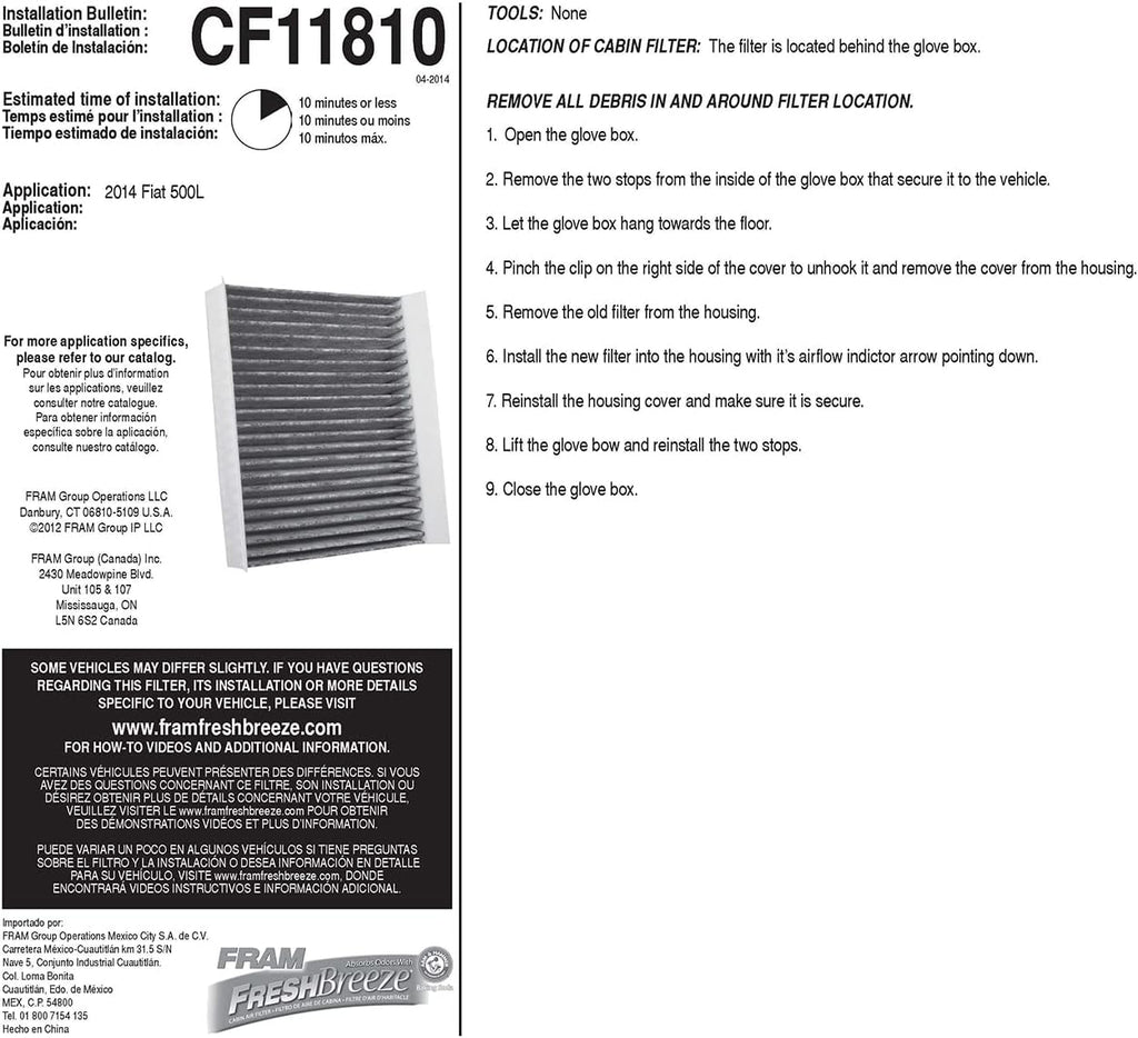 Fresh Breeze Cabin Air Filter with Arm & Hammer Baking Soda, Pack of 2 R8801