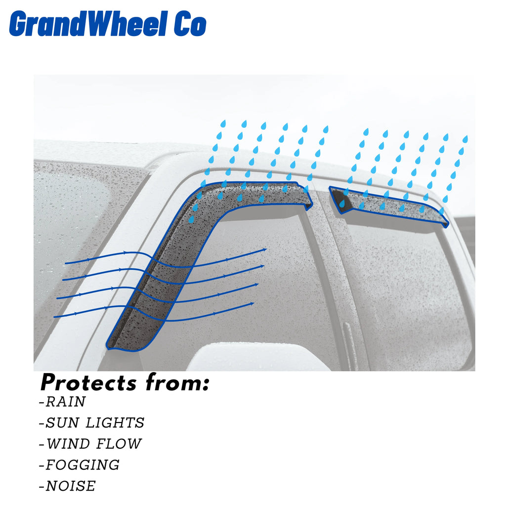 Smoke Tinted Tape-On Side Window Vent Visor Deflectors Rain Guards 4pcs I69497