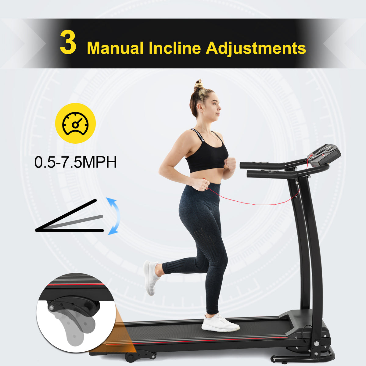 Folding Treadmill with Incline, 2.5HP Electric Motorized Treadmill, 220 LBS Capacity V555