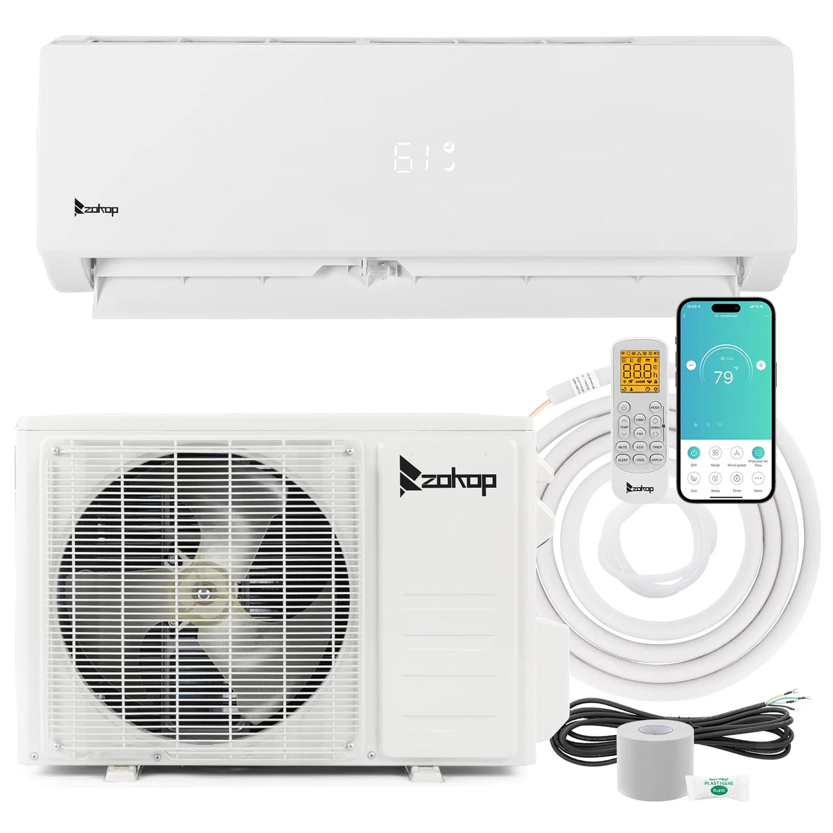 9000 BTU Wifi Enabled 19 Seer Mini Split Air Conditioner & Heater N9714
