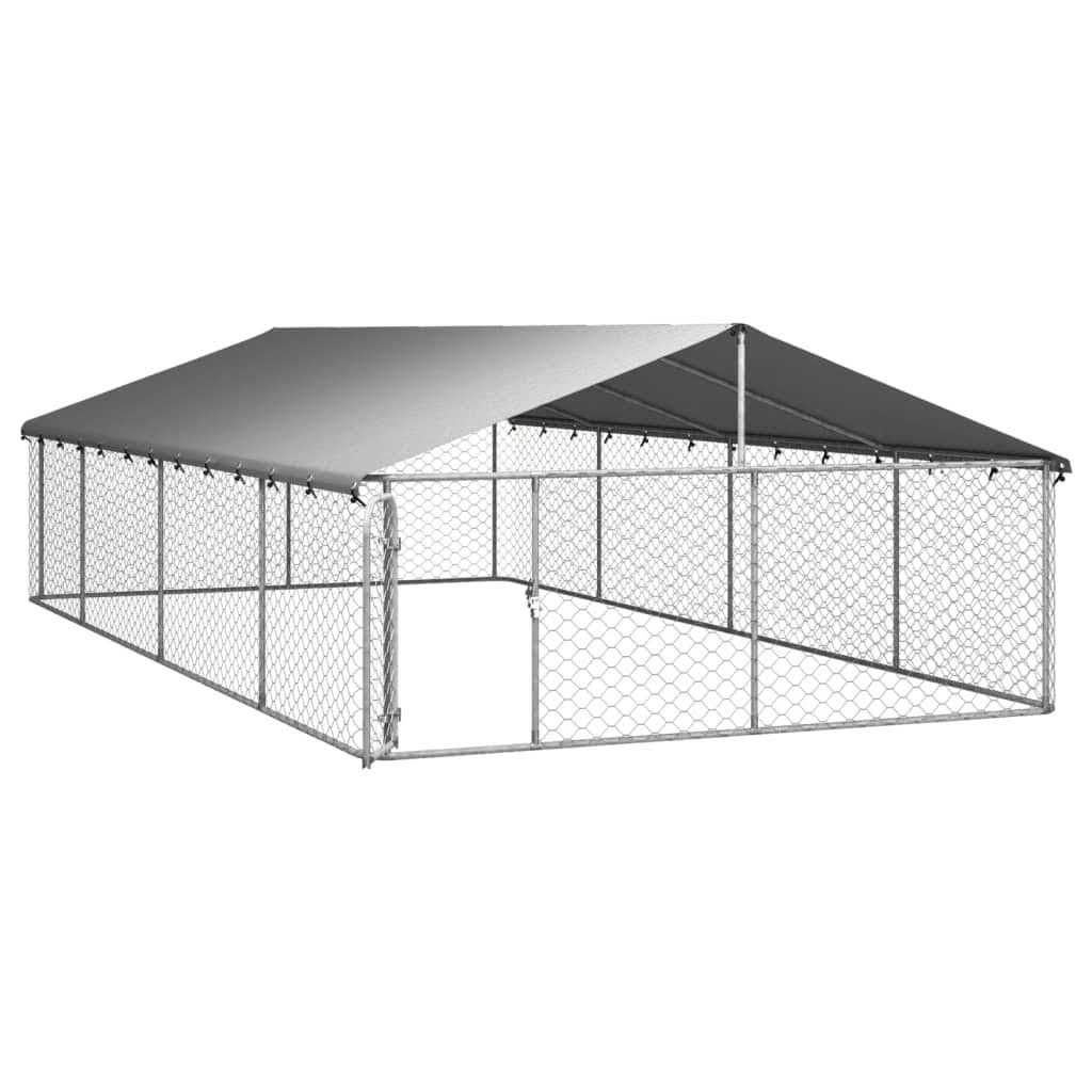 Outdoor Dog Kennel with Roof J763947