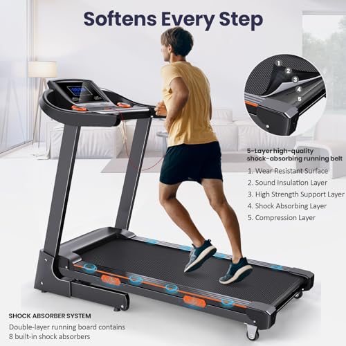15% Auto Incline Folding Treadmill with Wide Belt, 320 lb Capacity M25062