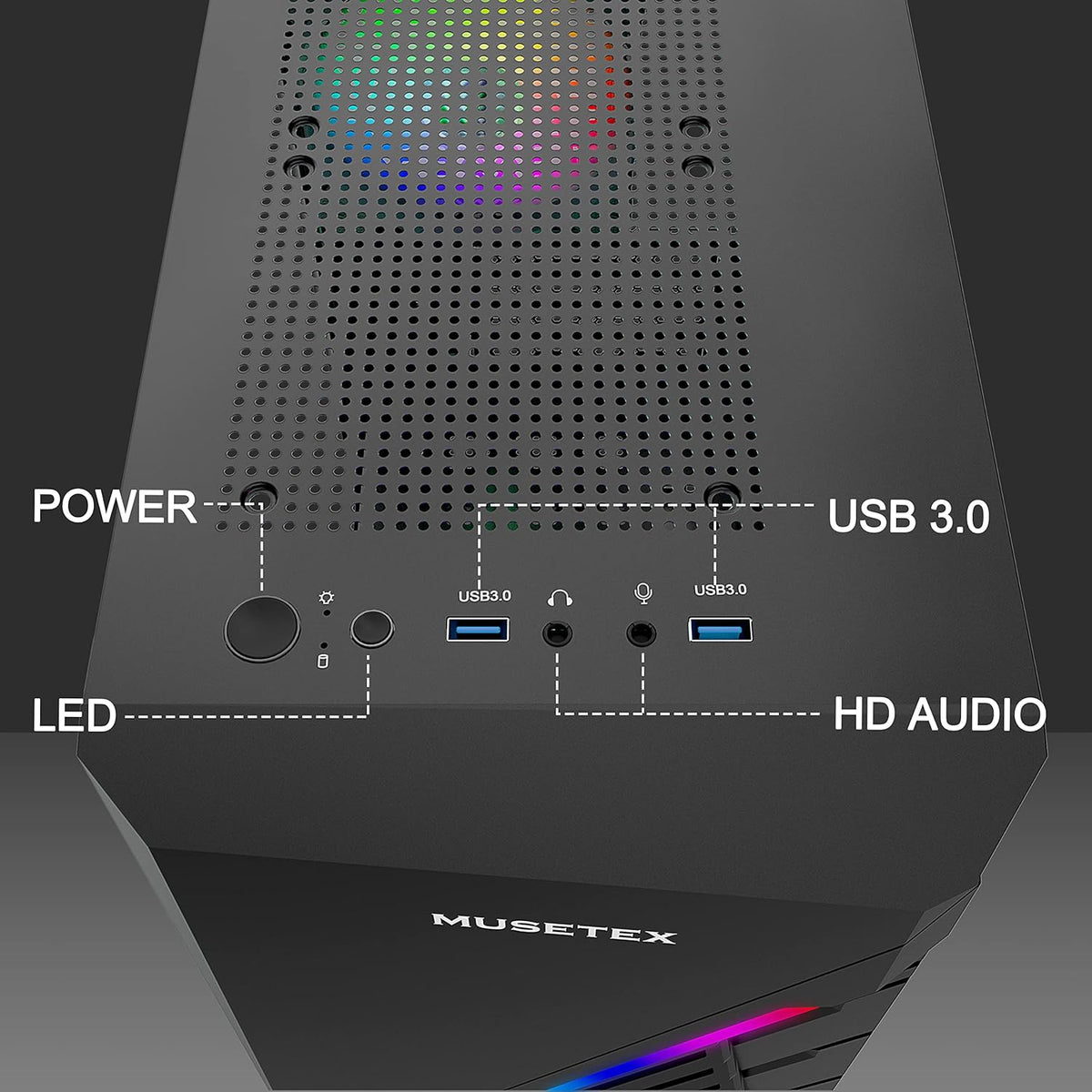Black Micro-ATX PC Case with LED ARGB Fan K4005