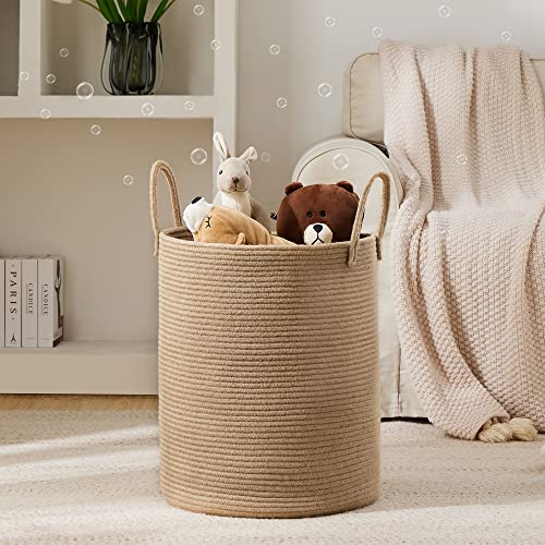 Large Pure White Woven Rope Laundry Hamper Basket Z427