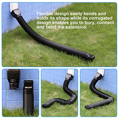 4 pack Flexible Rain Gutter Downspout Extensions Black C3545