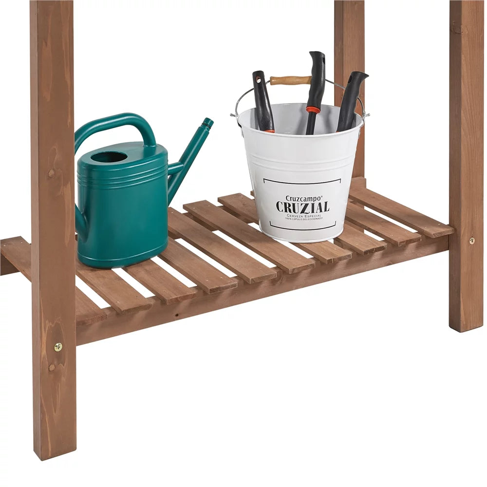 Wooden Potting Bench with Sliding Tabletop B512773