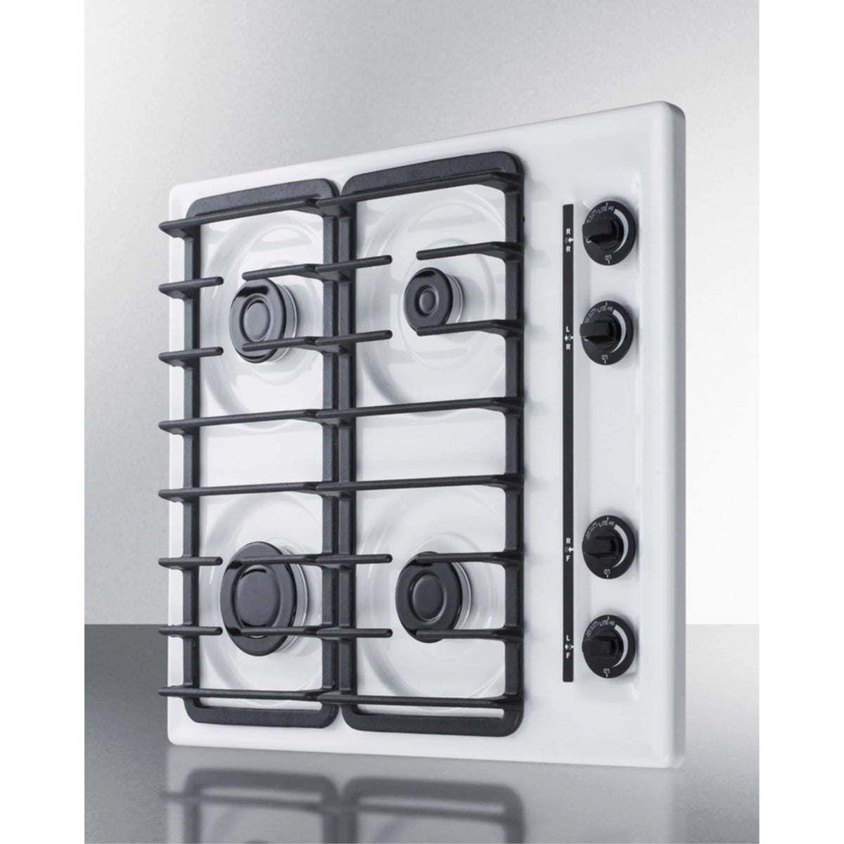 24" Gas Cooktop with Four Sealed Burners, White Porcelain Surface, Cast Iron Grates W41888