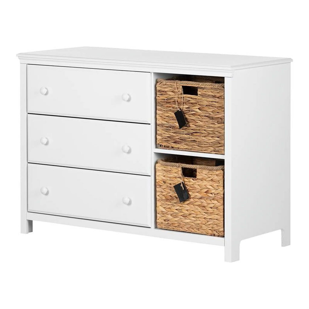 White 3 Drawer Wood Dresser B88854