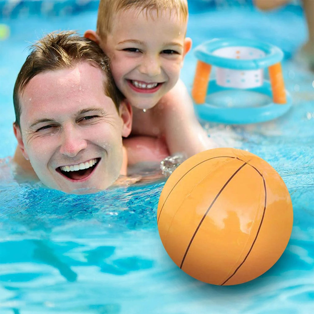 Light Blue Inflatable Pool Game Set with Volleyball Net, Basketball Hoops and Balls D5216