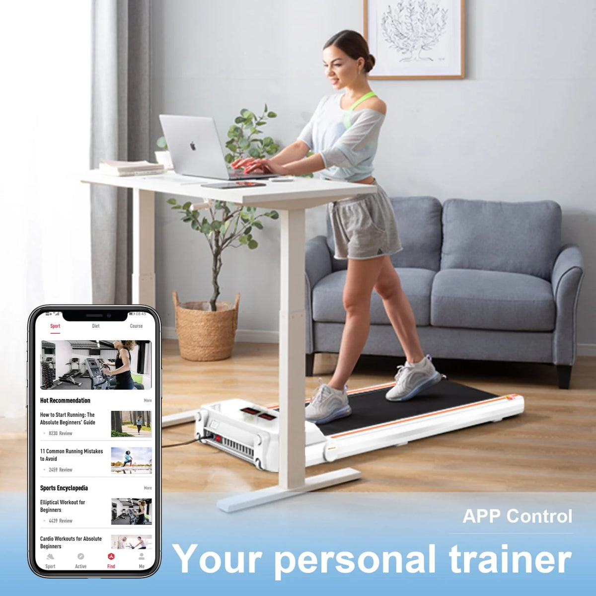 2.5HP Slim Electric Treadmill with LED Display J175