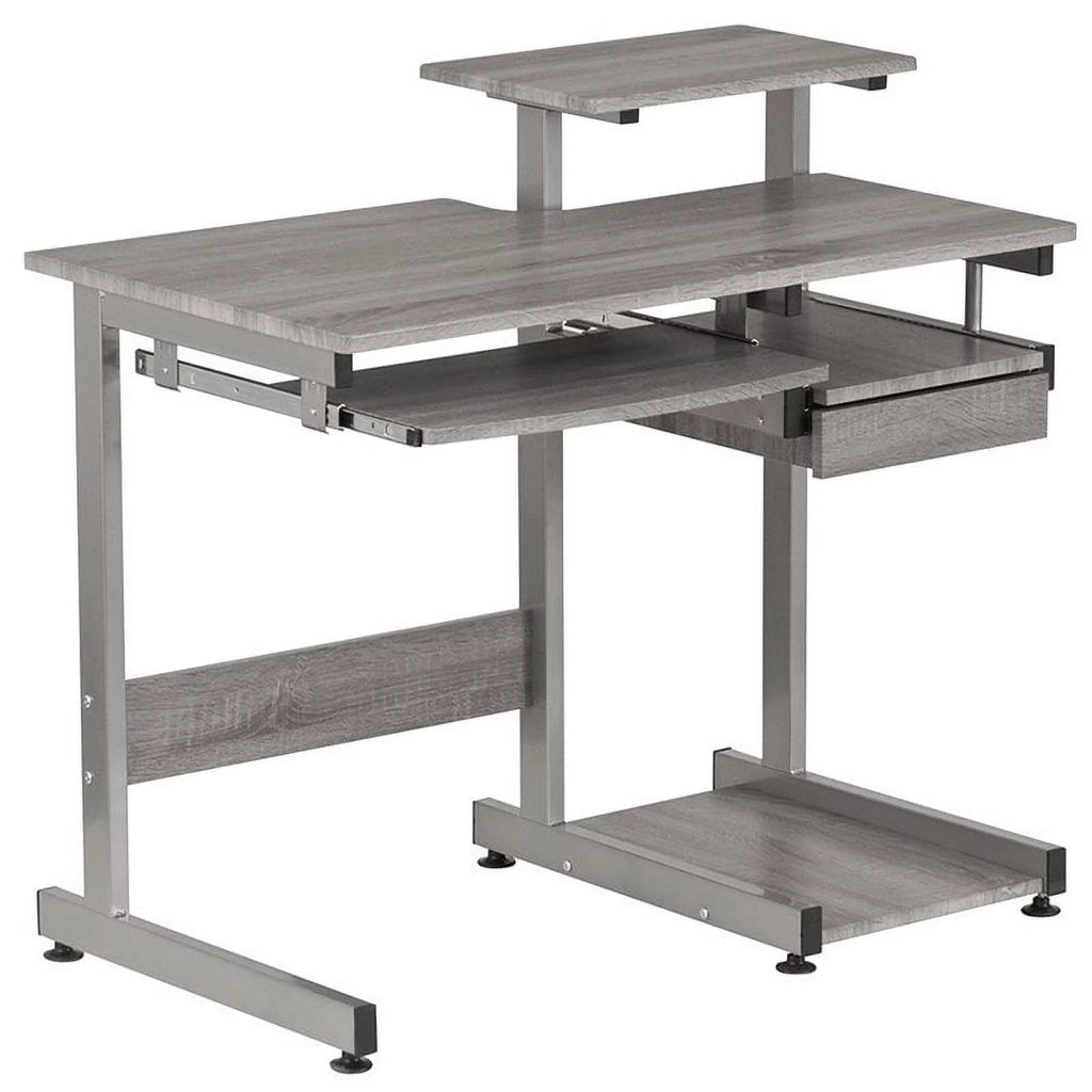 Contemporary Gray Engineered Wood Computer Desk J284