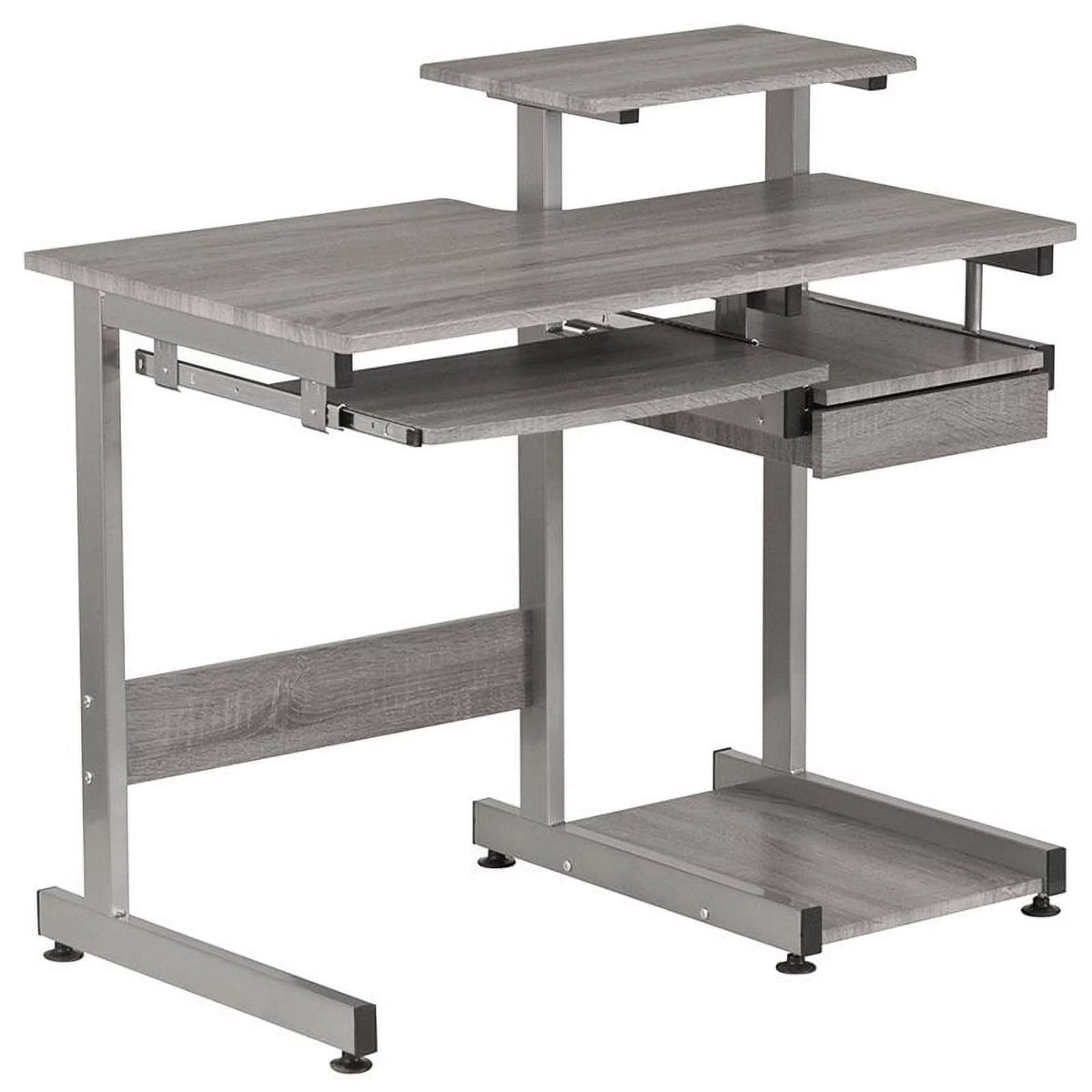 Contemporary Gray Engineered Wood Computer Desk J284