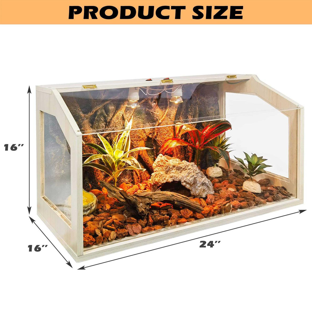 68 Gallon Reptile Terrarium Tank with Roof Door N397