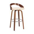 Faux Leather & Wood Swivel Counter Stool in Cream/Walnut M699604