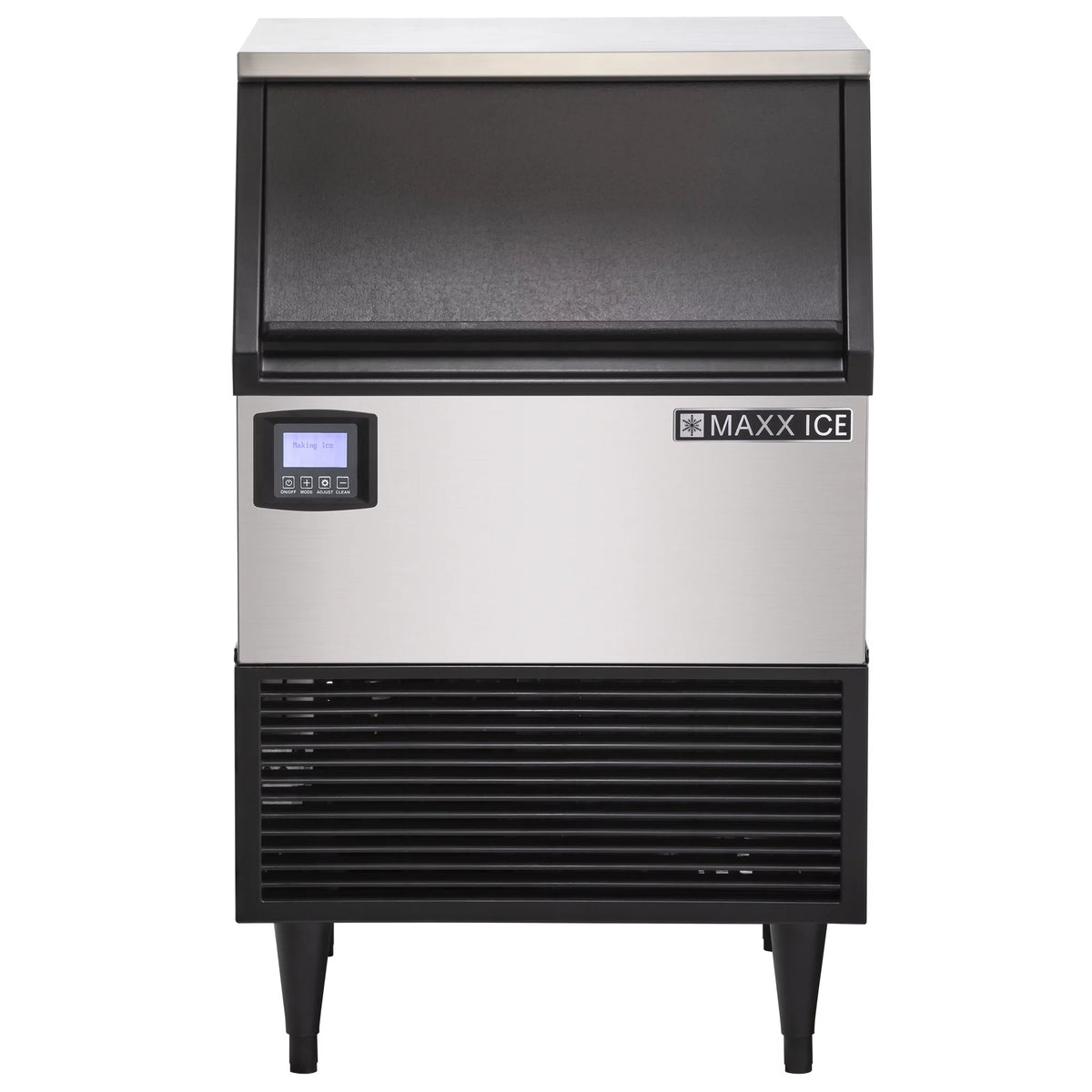 Self-Contained Ice Machine, 150 lbs, Half Dice Ice Cubes, 75 lb Built-in Ice Storage Bin, Stainless Steel with Black Trim N470656
