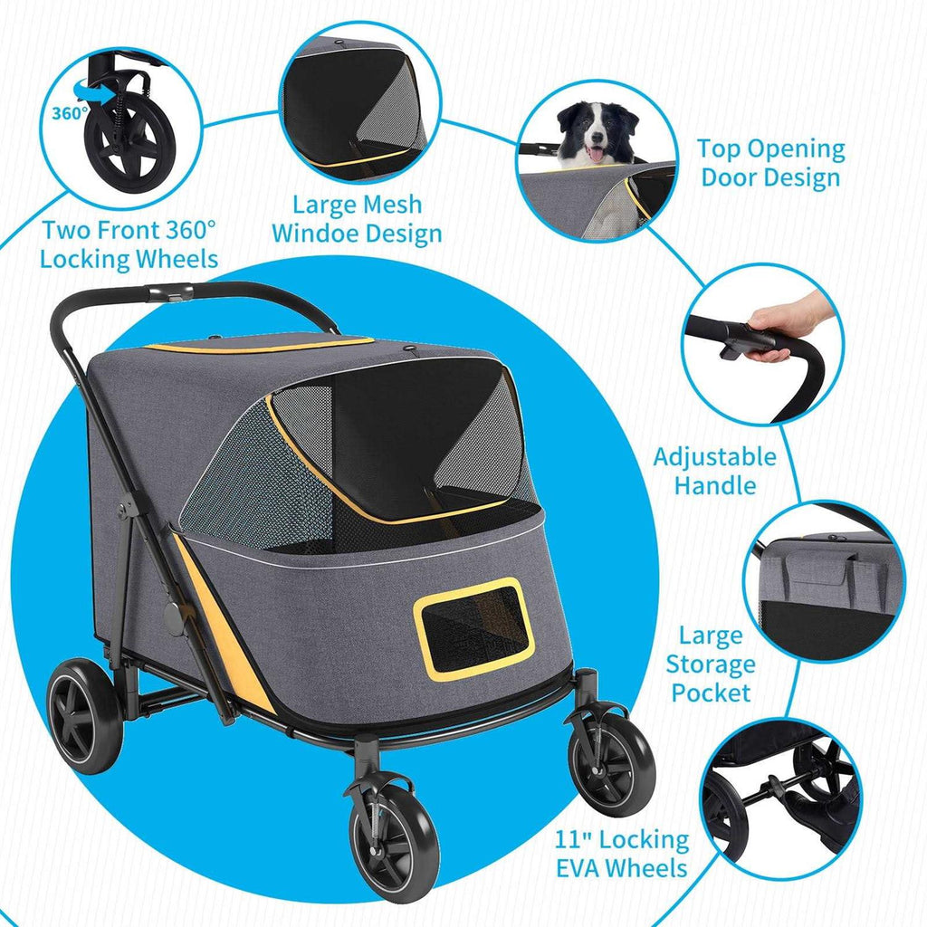 Pet Stroller with Brakes and Storage Pocket X84638