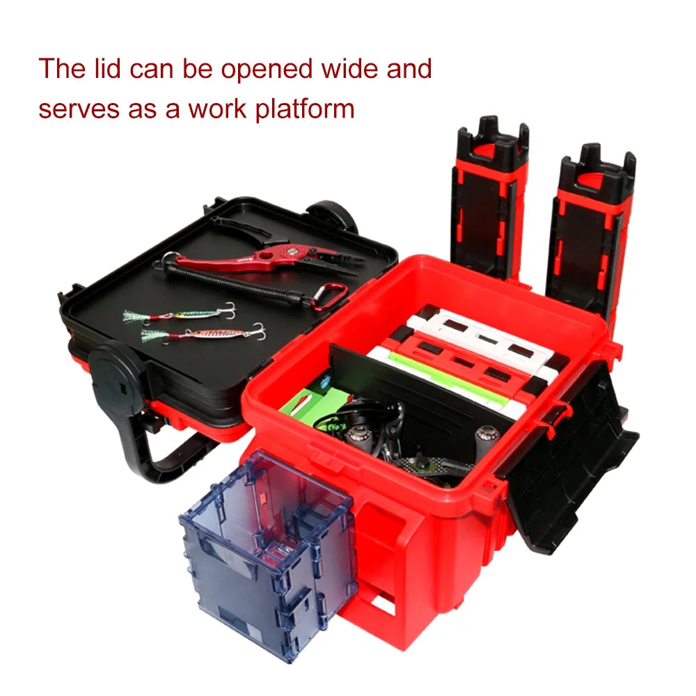Fishing Box Case with Bottle Holder and Rod Stand Tubes N4518