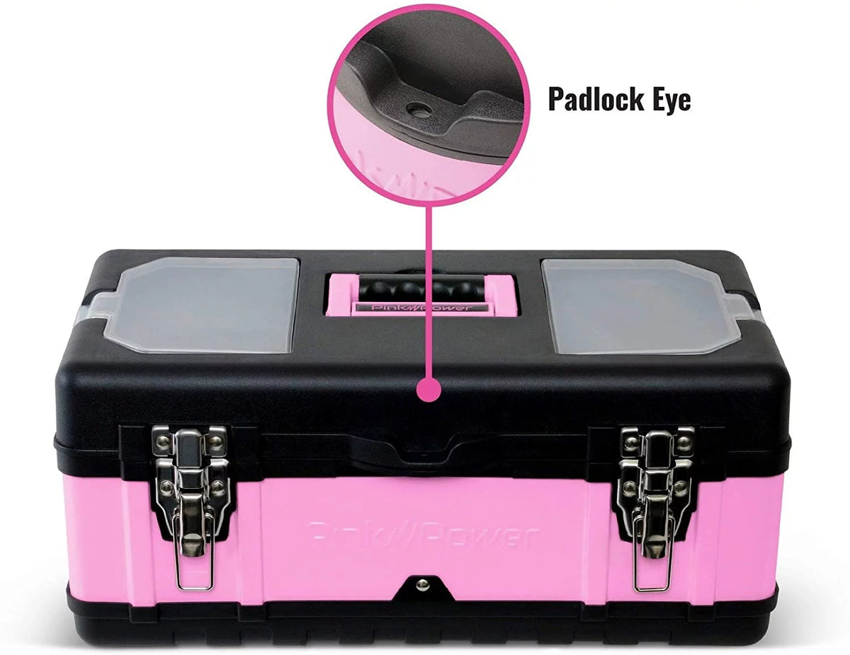 Pink 18” Metal Portable Locking Tool Box K666996