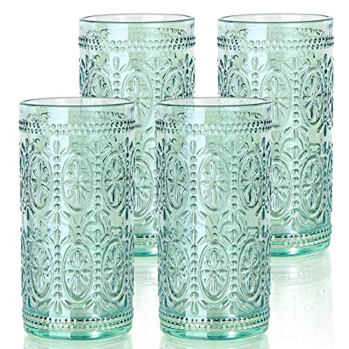 Pink Glassware set of 4, 10oz Heavy Duty Glass Cups G3026