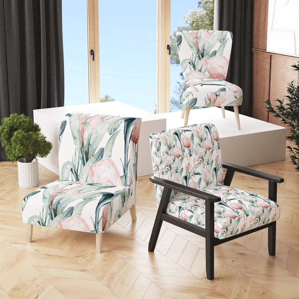 Upholstered Patterned Accent Chair and Arm Chair V13011
