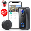 Wireless Video Doorbell Camera 1080P WiFi with Chime and Batteries Black R54536
