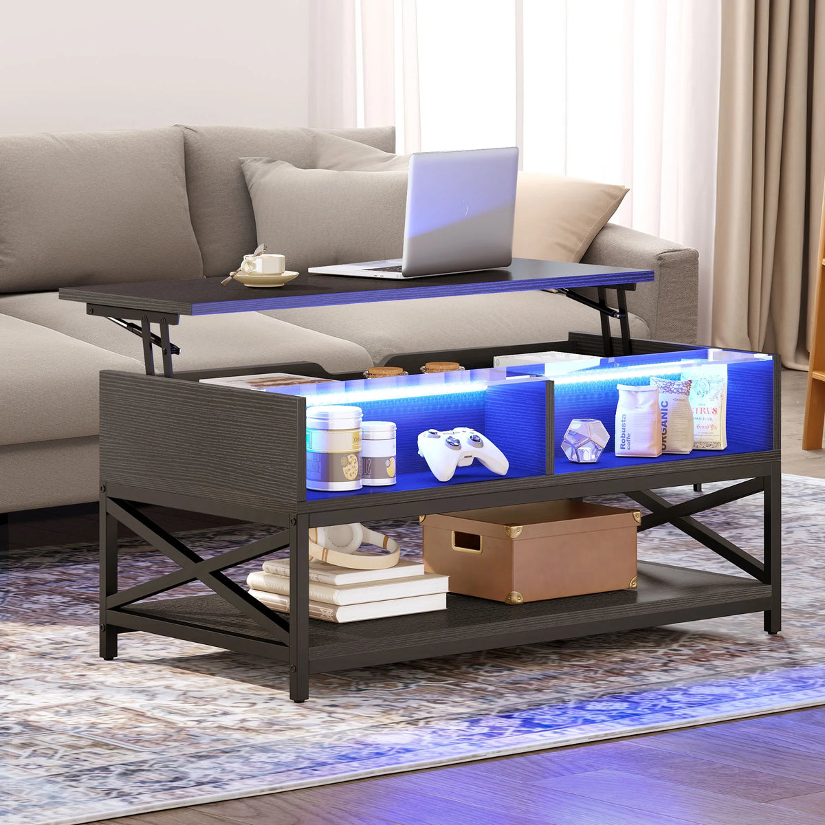 Black Lift Top Coffee Table with Storage H629