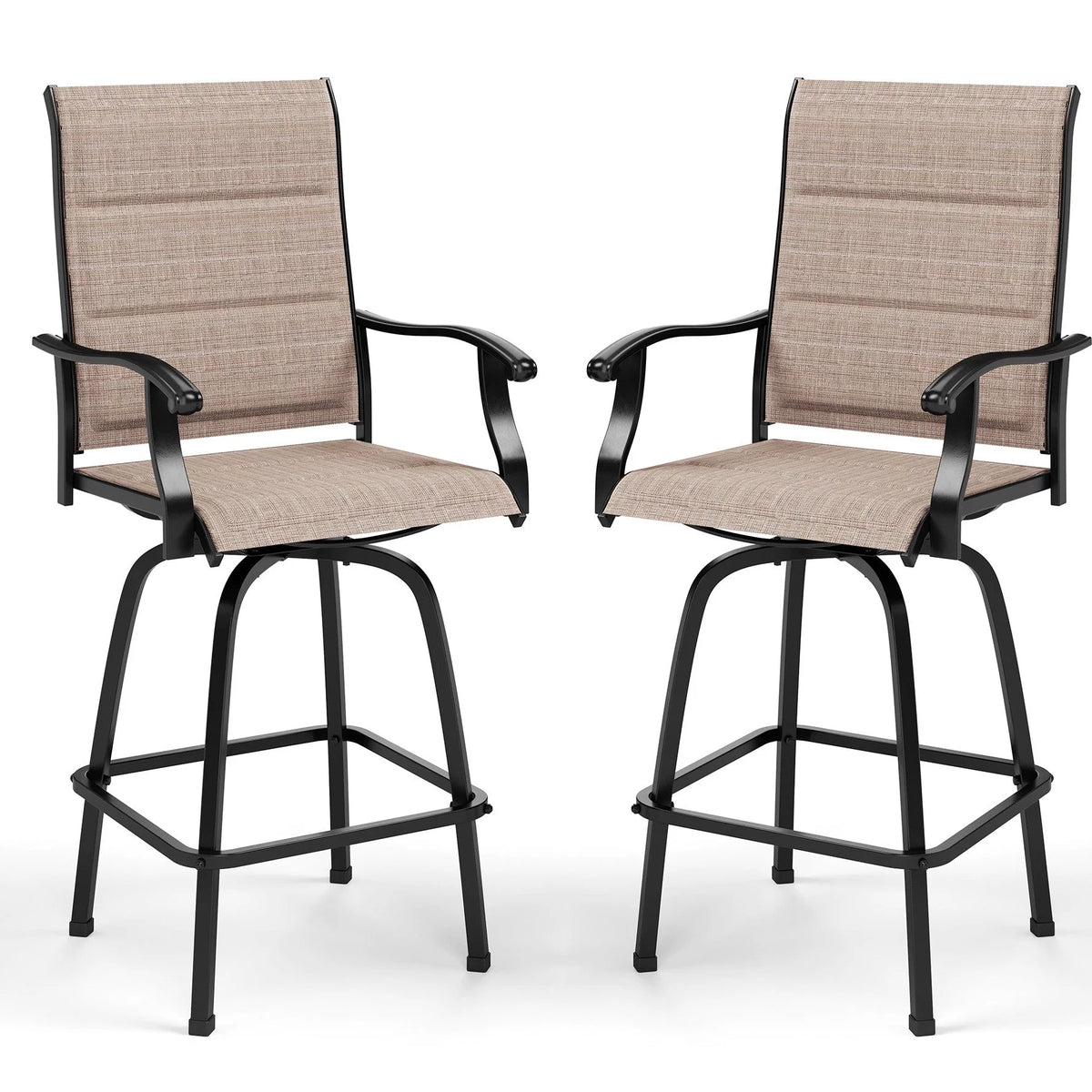 2Pcs Outdoor Metal Swivel Bar Stools J367445