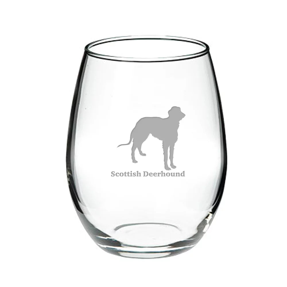 Deep Etched Stemless Red Wine Glass X2337
