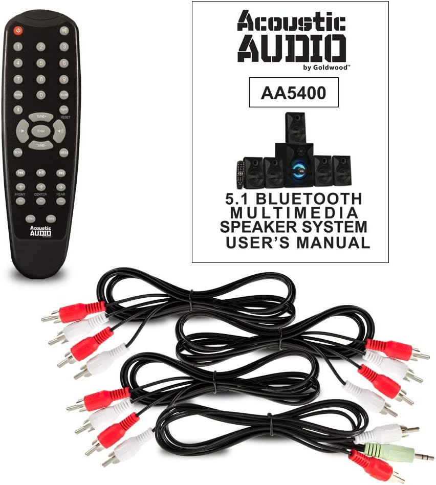 Bluetooth 5.1 Surround Sound Home Theater Speaker Set with LED Light Display, FM Tuner, USB and SD Card Inputs, Remote Control Y737689