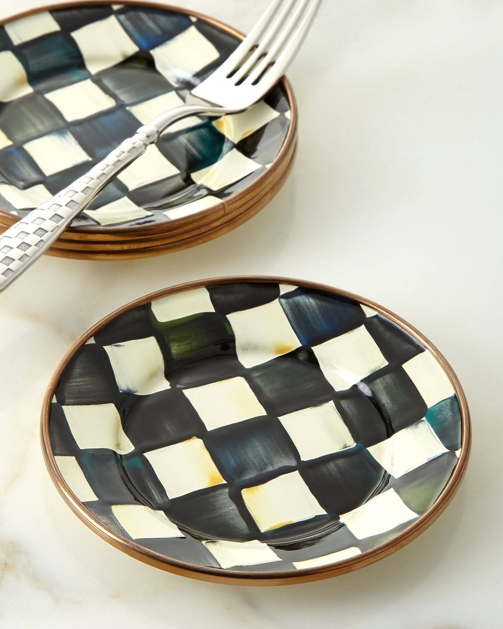 Set of 4 Enamel Canape Plates R227674