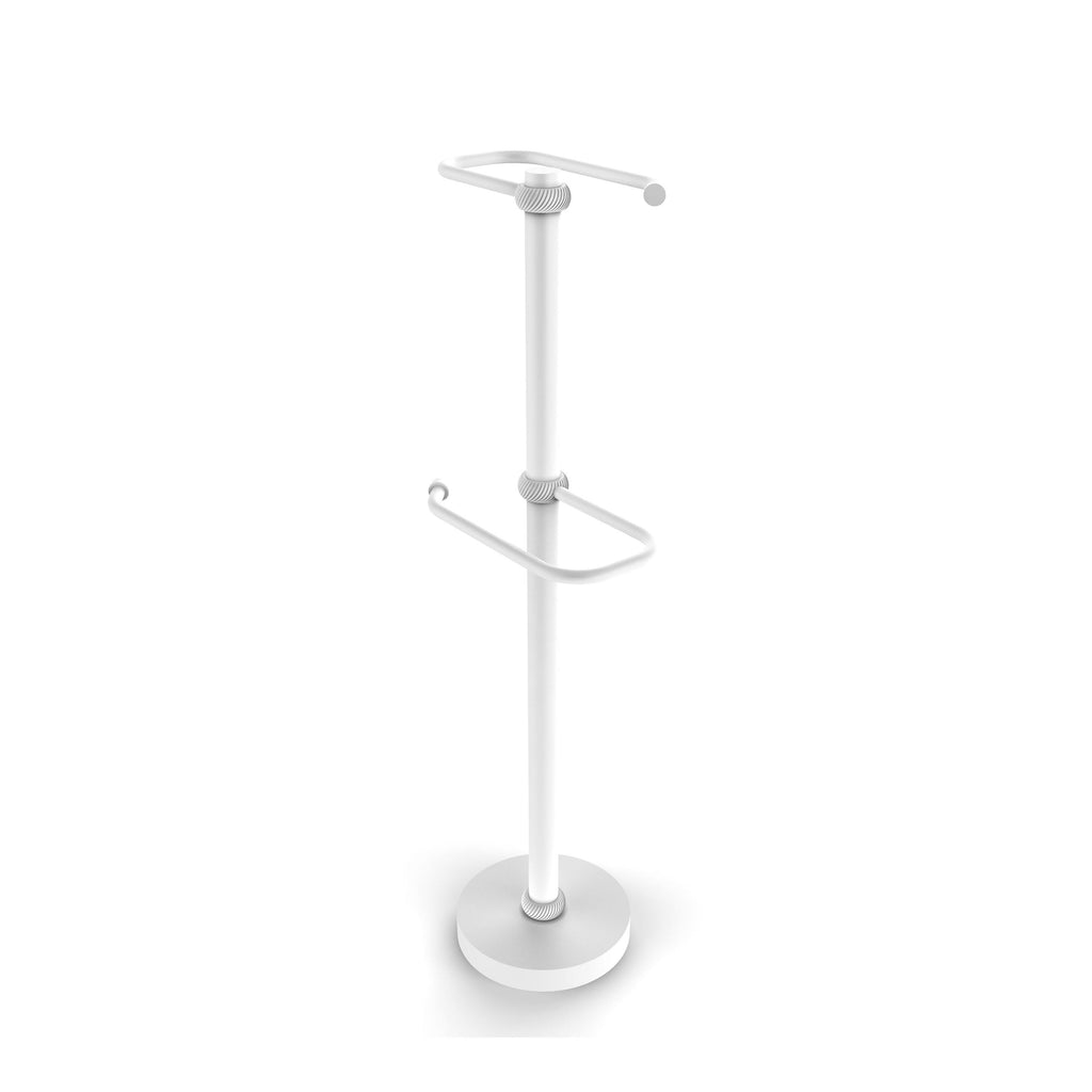 Matte White Free Standing Two Roll Toilet Tissue Stand I661