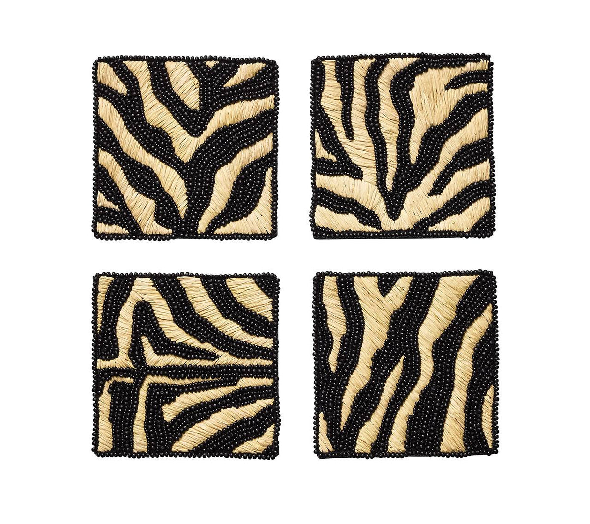 Natural & Black Coaster Set of 4 W90092