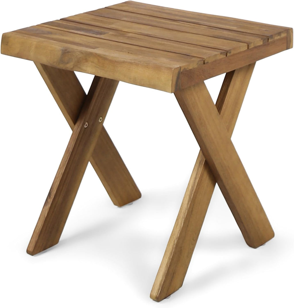 Sandblast Teak Finish Acacia Wood Side Table O102978