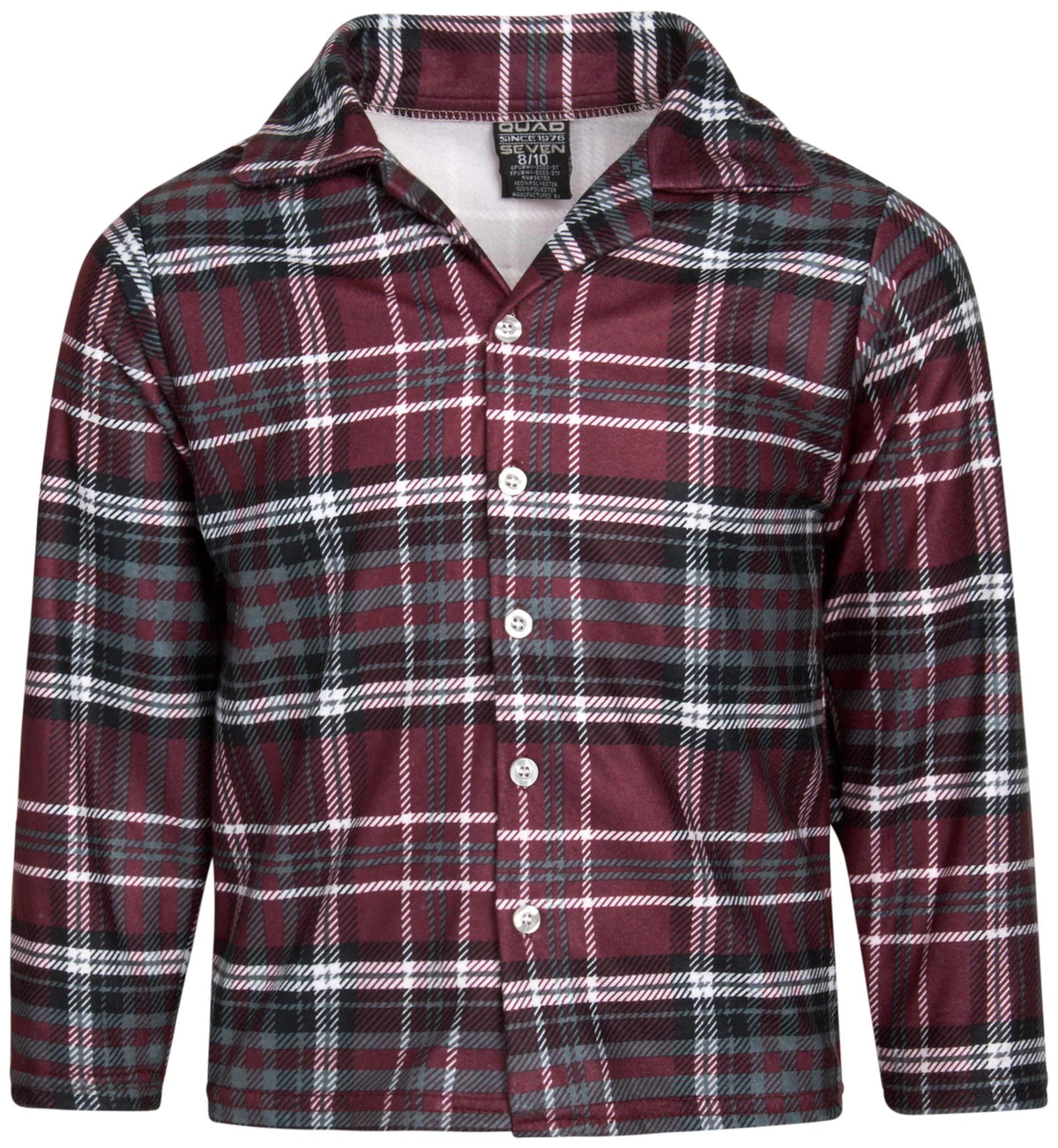 Boy's Flannel Fleece Pajamas 4 Piece Long Sleeve Button Down Shirt and Pants Set U5567