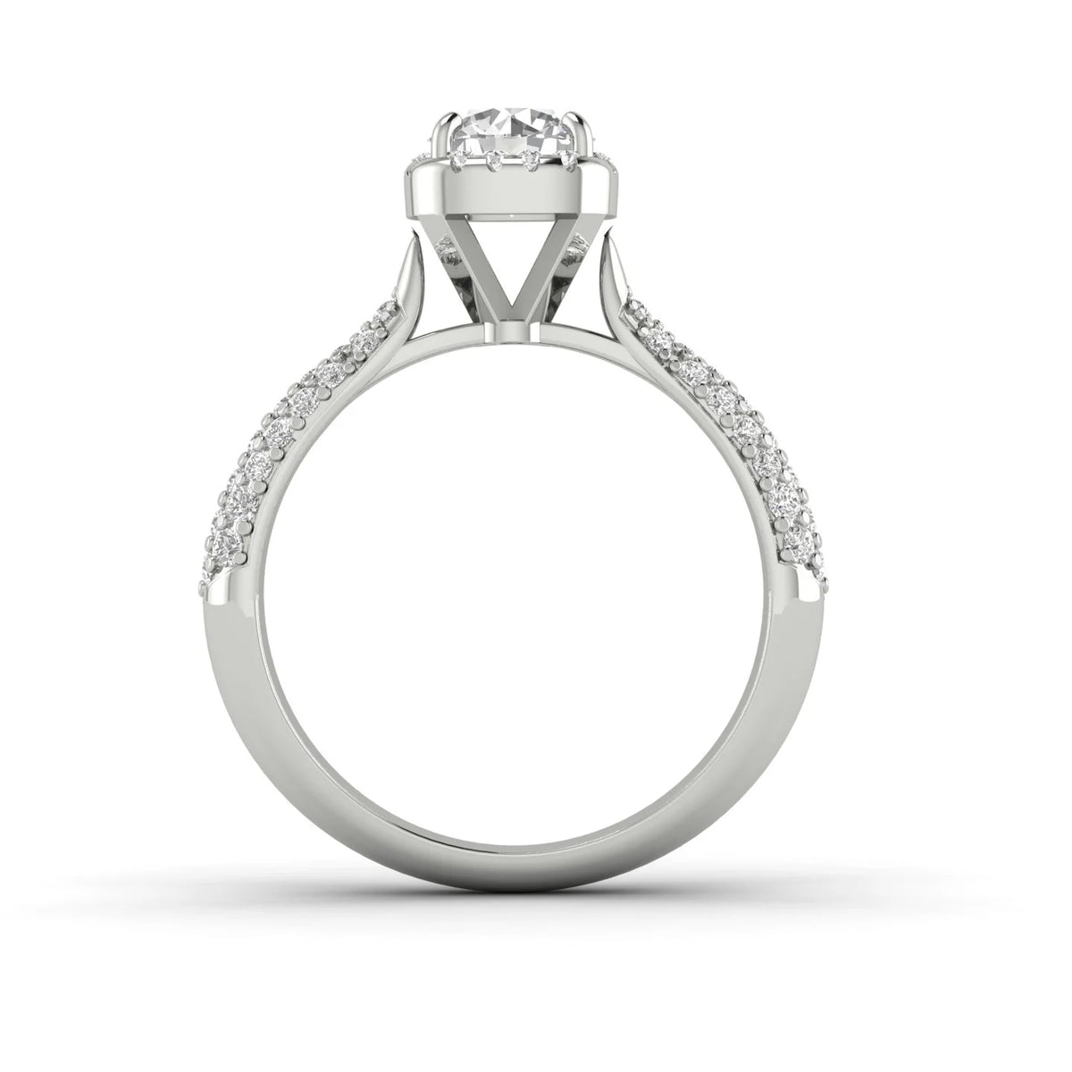 10k White Gold Diamond Halo Engagement Ring D76786