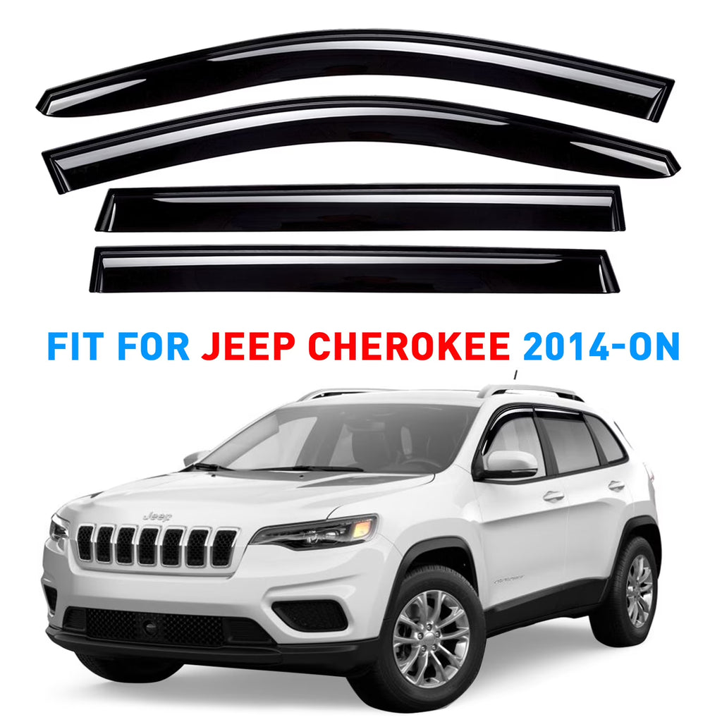 Smoke Tinted Tape-On Side Window Vent Visor Deflectors Rain Guards 4pcs I69497