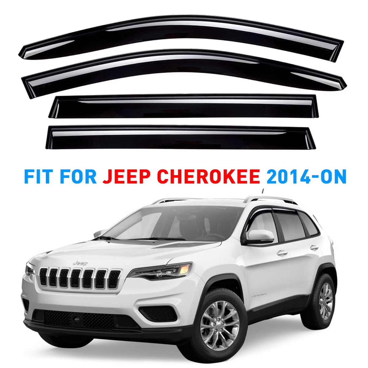 Smoke Tinted Tape-On Side Window Vent Visor Deflectors Rain Guards 4pcs I69497